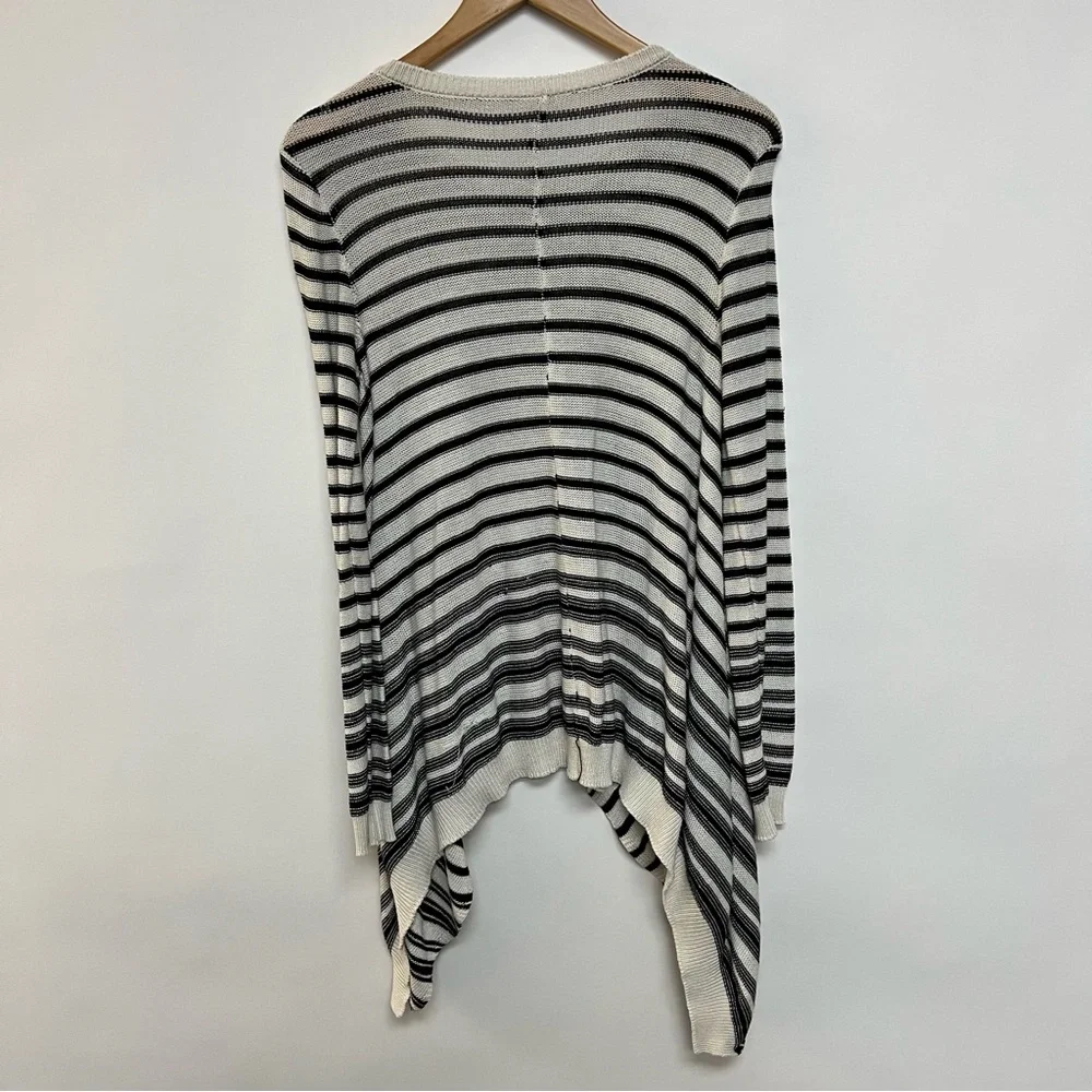Boutique Cotton Black White Striped Sweater Shark Bite Hem Lagenlook Boho Medium - Picture 4 of 8